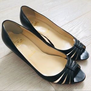 Christian Louboutin Black Peep Toe Wedge